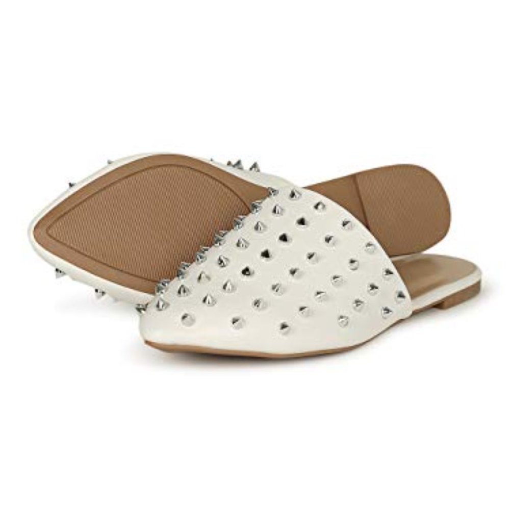 White Studded Mules - Picture 3 of 8
